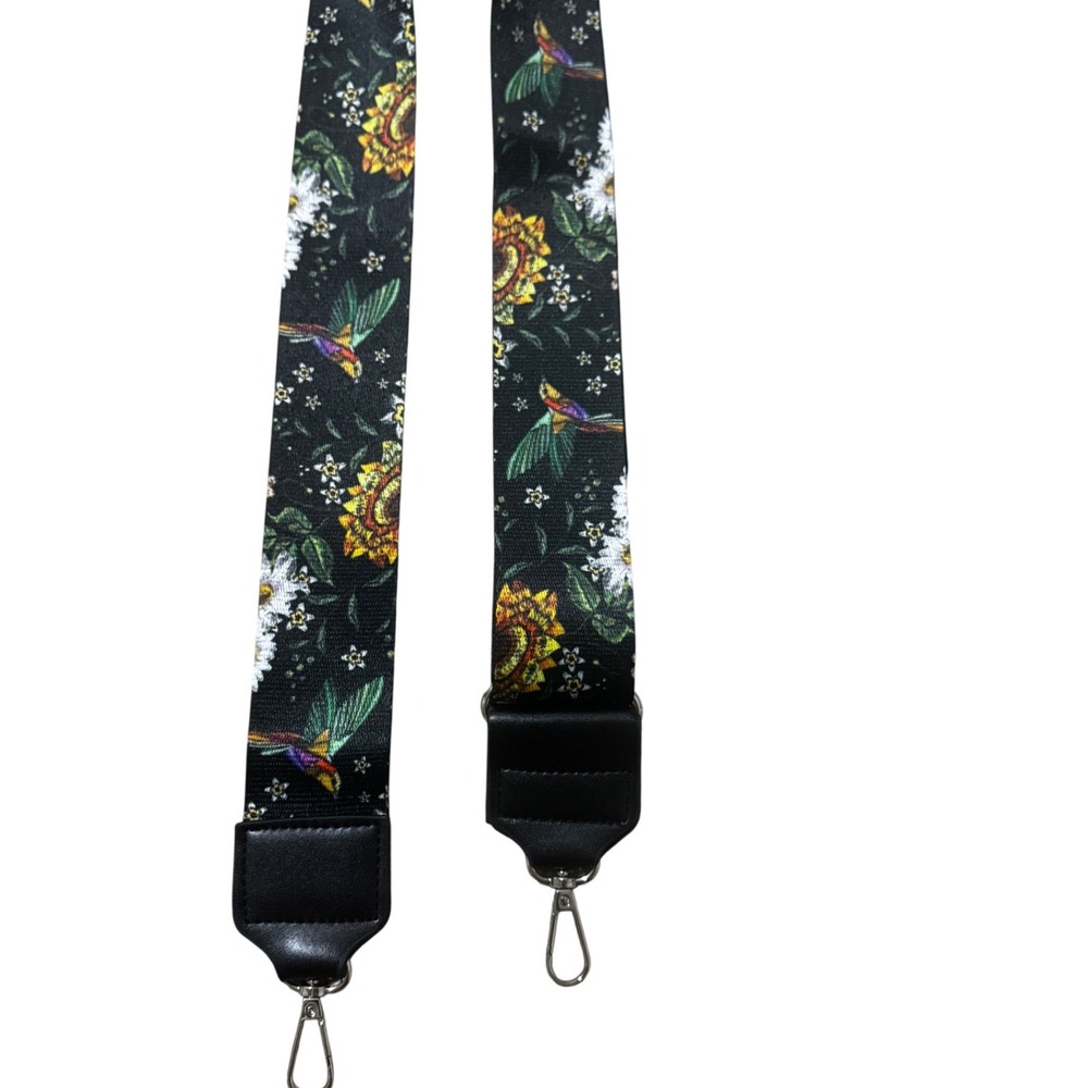 Unbranded Crossbody Strap Women OS Black Excellent Floral Hummingbird Adjustable - Picture 2 of 6